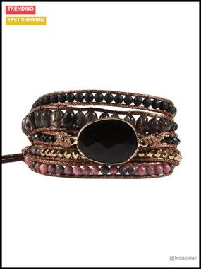 Handmade Boho 5 Wrap Bracelet Natural Stone Beaded Jewelry Gift